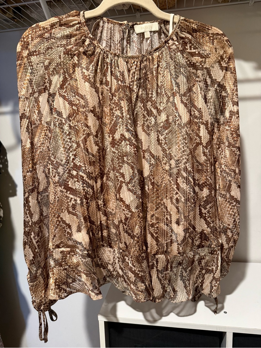 Barneys New York Brown and Cream Snake-Print Skirt